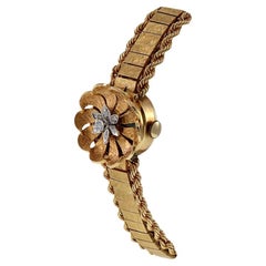 Retro E. Brandt 14K Gold and Diamond Bracelet Watch