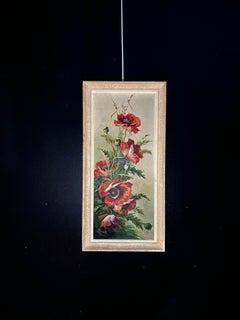 Coquelicots by E. Brandt - Oil on canvas 29x68 cm