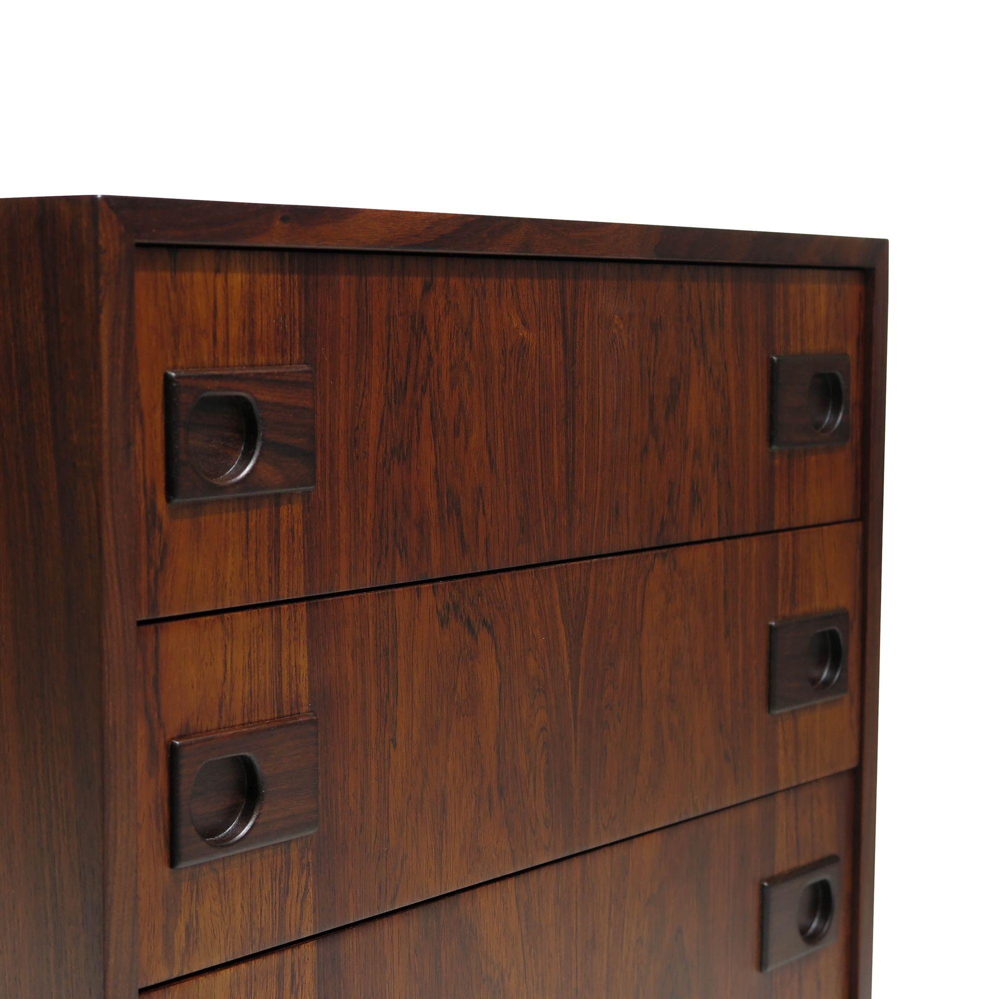 Oiled E Brouer Danish Rosewood Nightstand with Drawers For Sale