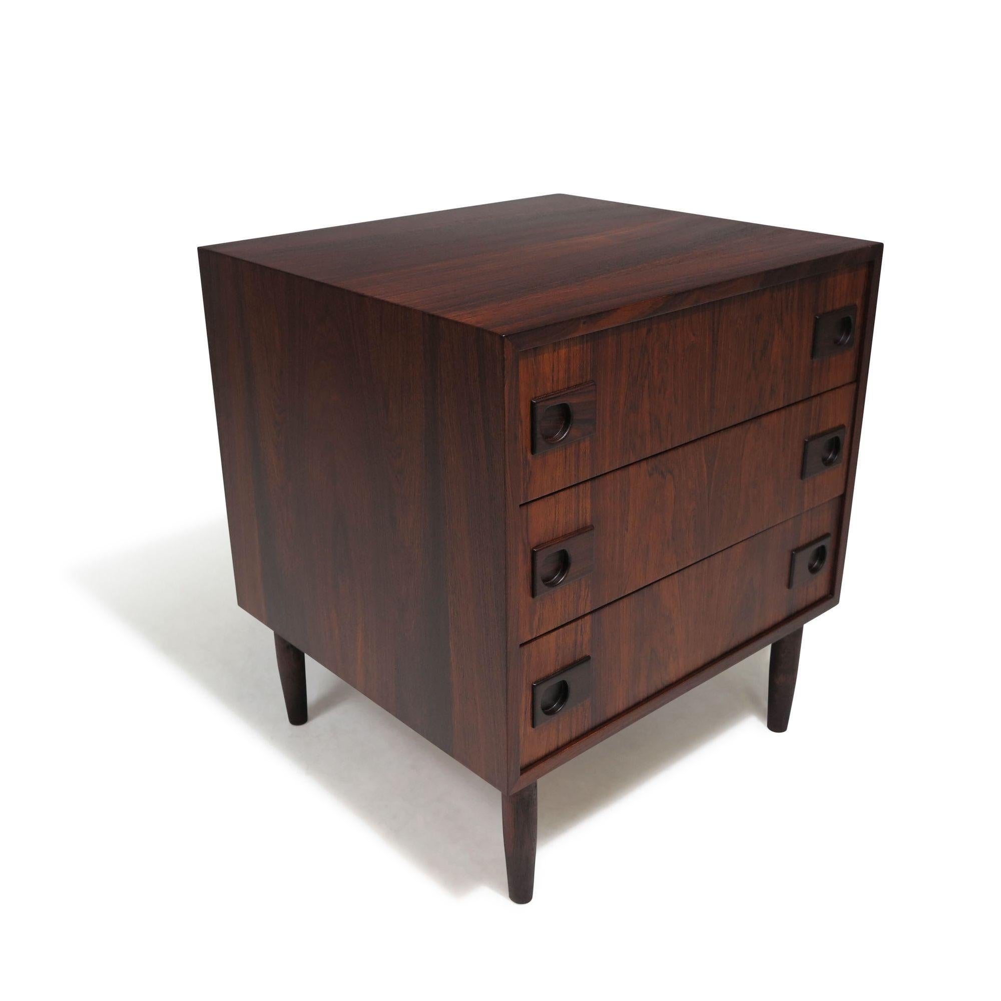 20th Century E Brouer Danish Rosewood Nightstand with Drawers For Sale