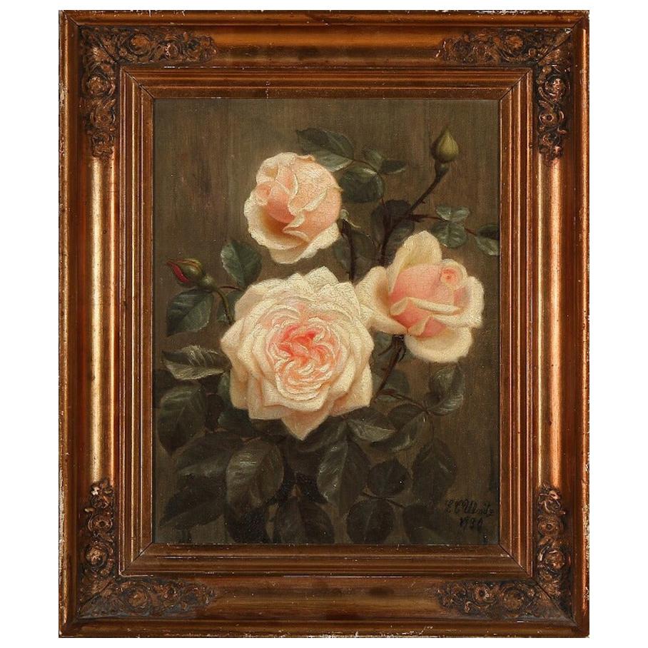 E. C. Ulnitz Pink Roses, Signed and Dated E. C. Ulnitz 1930, Oil on Canvas