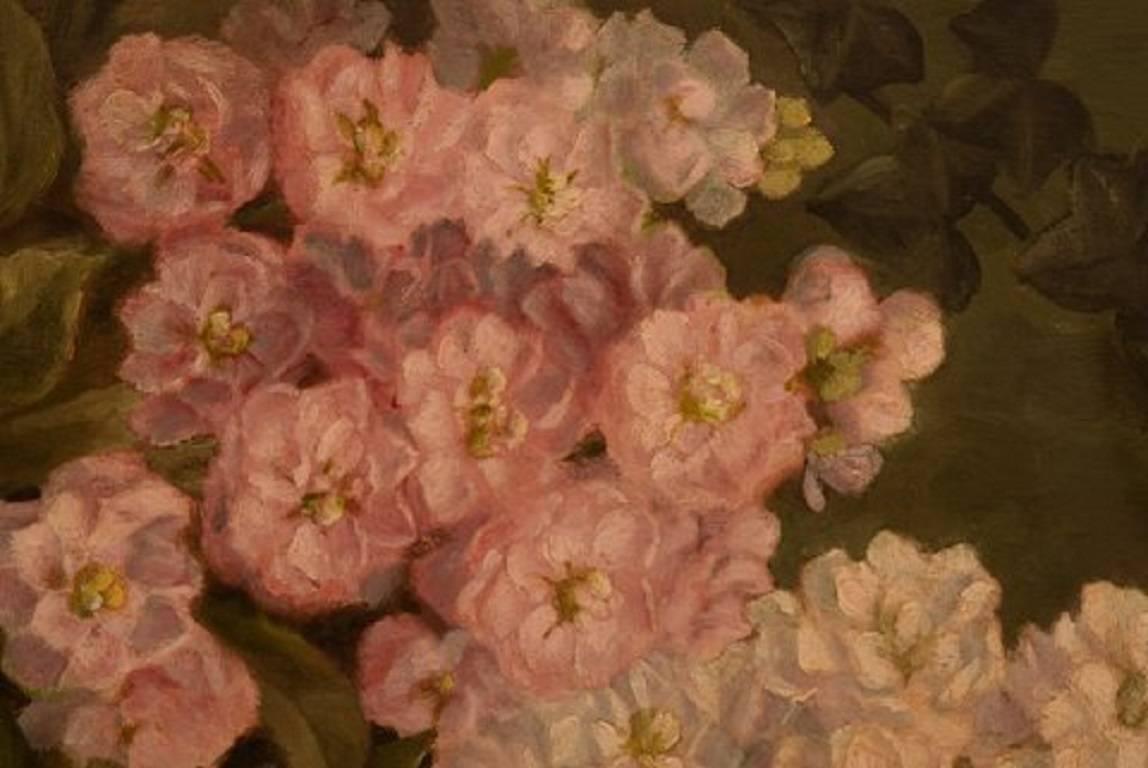 Danois E. C. Ulnitz, artiste danois bien réputé. Peinture à l'huile sur toile - Fleur en vente