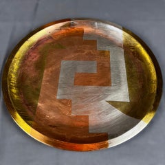 E. Cabello 1960's Mexican Married Metals Centerpiece Plate / Vide Poche