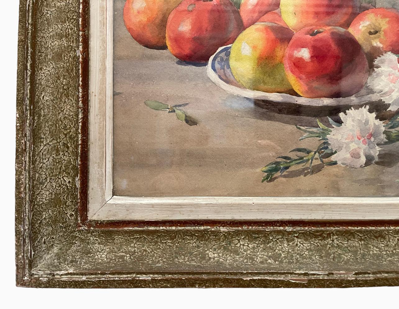 E. CABLET RINN - Still Life, Apples And Carnations  For Sale 2