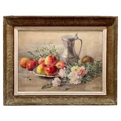 E. CABLET RINN - Still Life, Apples And Carnations 