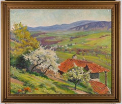Antique E. Chabrier - French School 1935 Oil, Cross The Hills Of Rural France