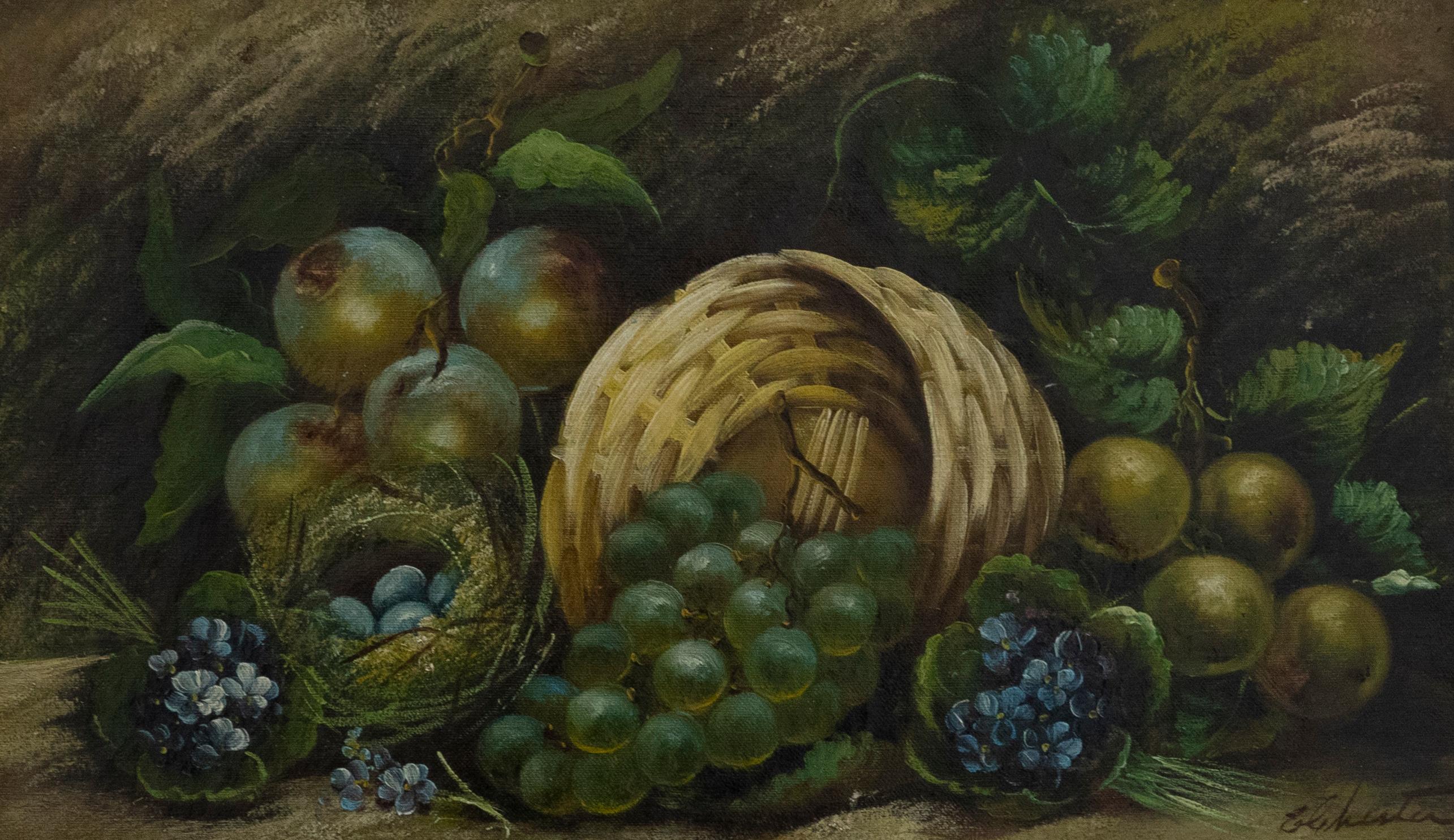 E. Chester  - Early 20th Century Oil, Basket of Grapes For Sale 1