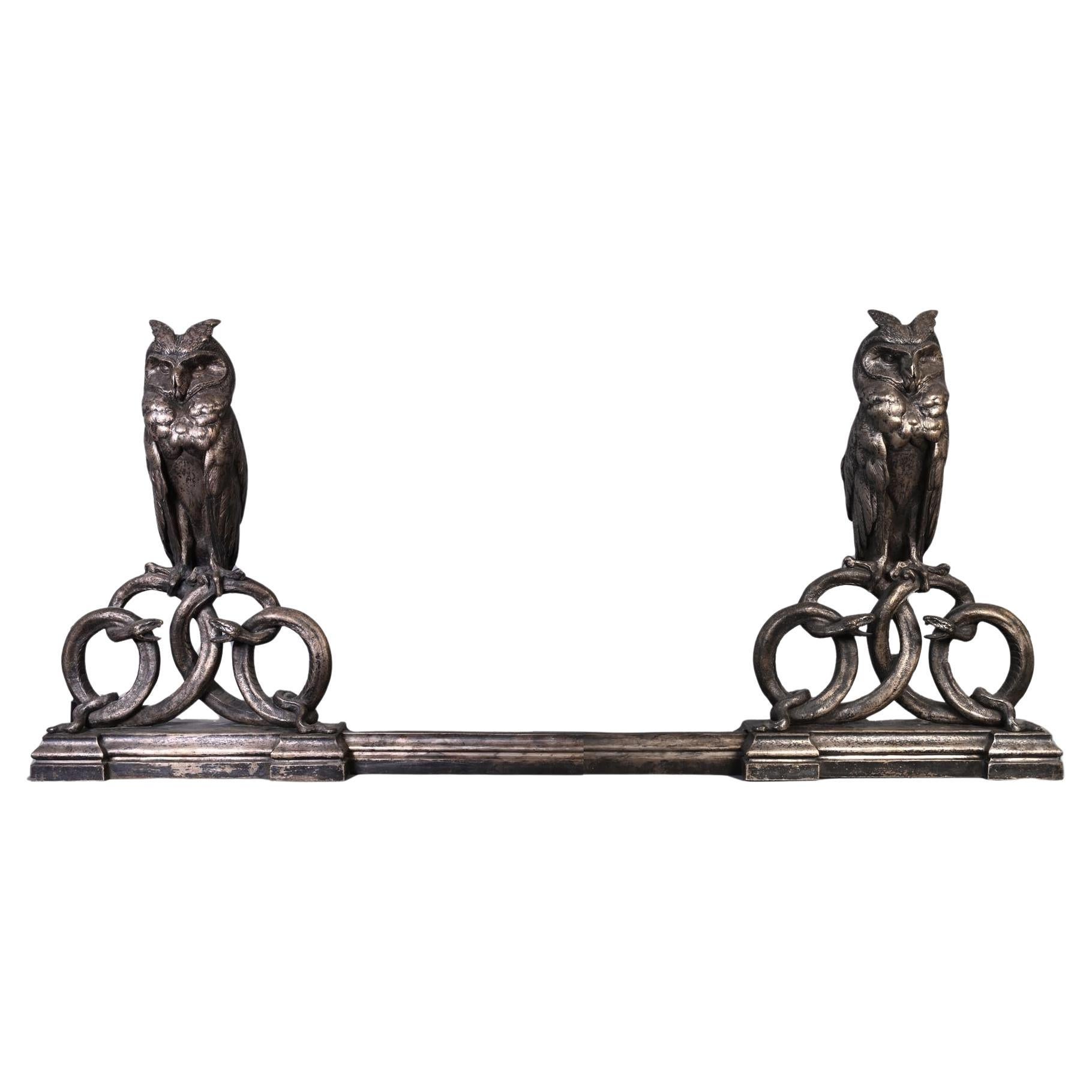 E. CLAVIER, Andirons with Owls, 1867 World's Fair For Sale