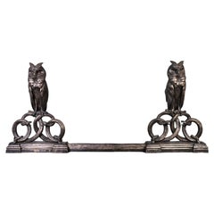 Used E. CLAVIER, Andirons with Owls, 1867 World's Fair