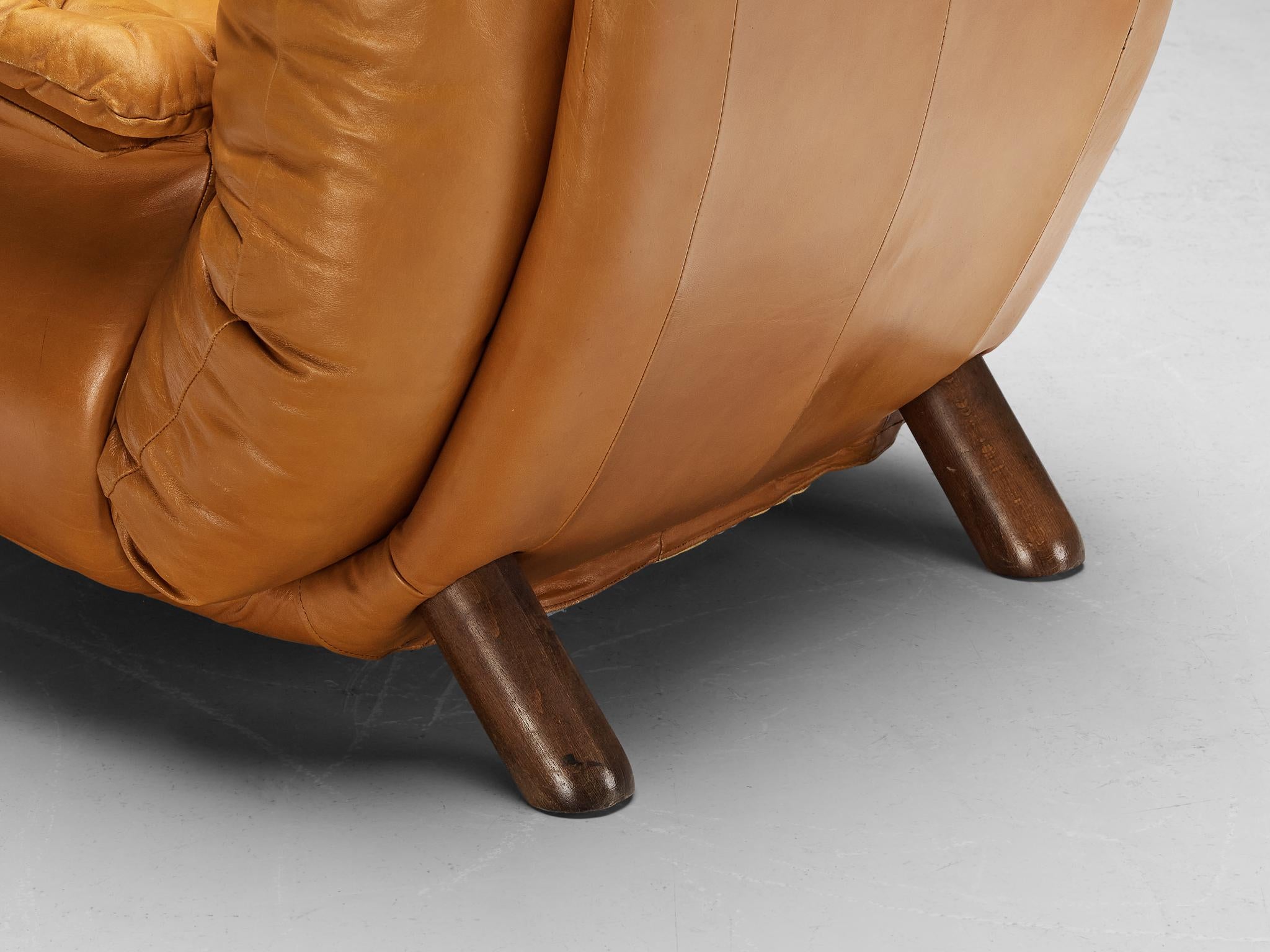 E. Cobianchi for Insa Italy Lounge Chair in Cognac Leather  1