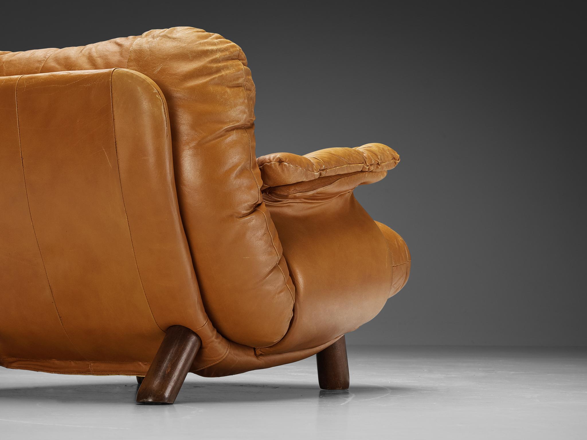 E. Cobianchi for Insa Italy Lounge Chair in Cognac Leather  2