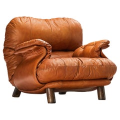 E. Cobianchi for Insa Italy Lounge Chair in Cognac Leather