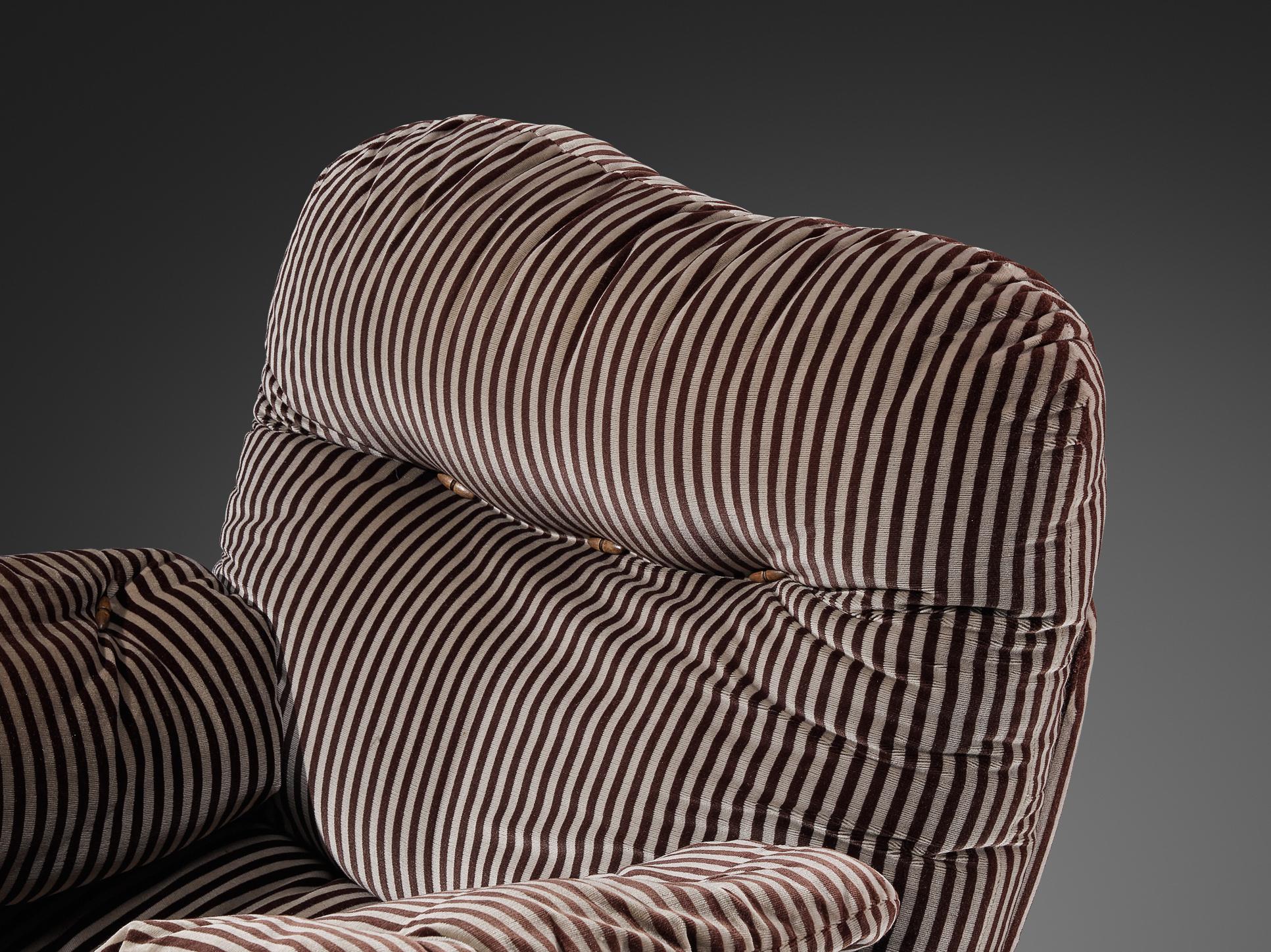 Fabric E. Cobianchi for Insa Lounge Chair in Striped Upholstery For Sale