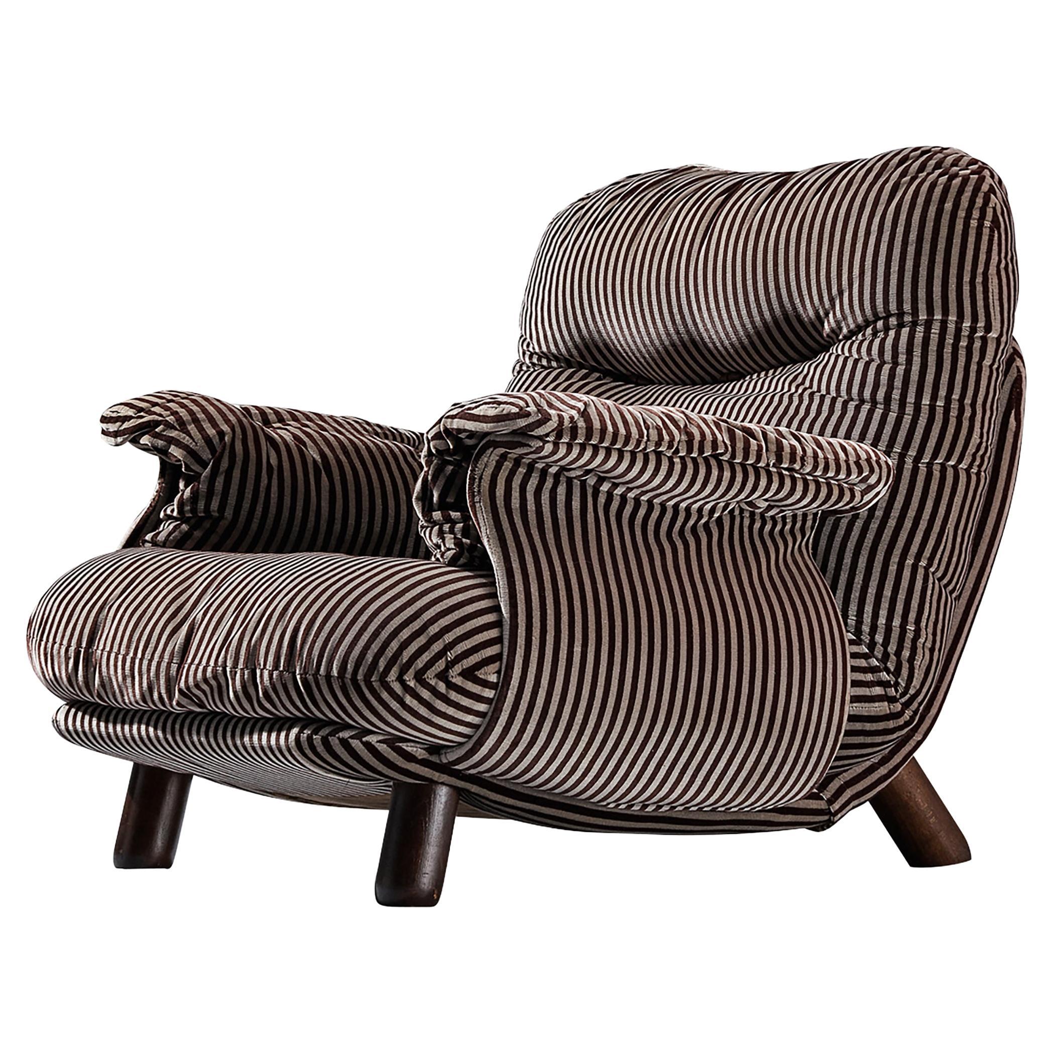E. Cobianchi for Insa Lounge Chair in Striped Upholstery For Sale