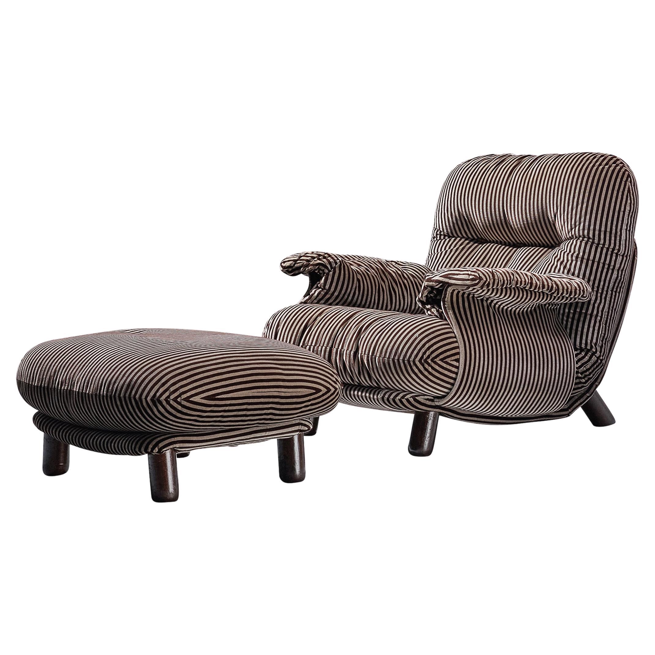 E. Cobianchi for Insa Lounge Chair with Ottoman  For Sale