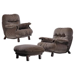 E. Cobianchi for Insa Pair of Lounge Chairs with Ottoman 