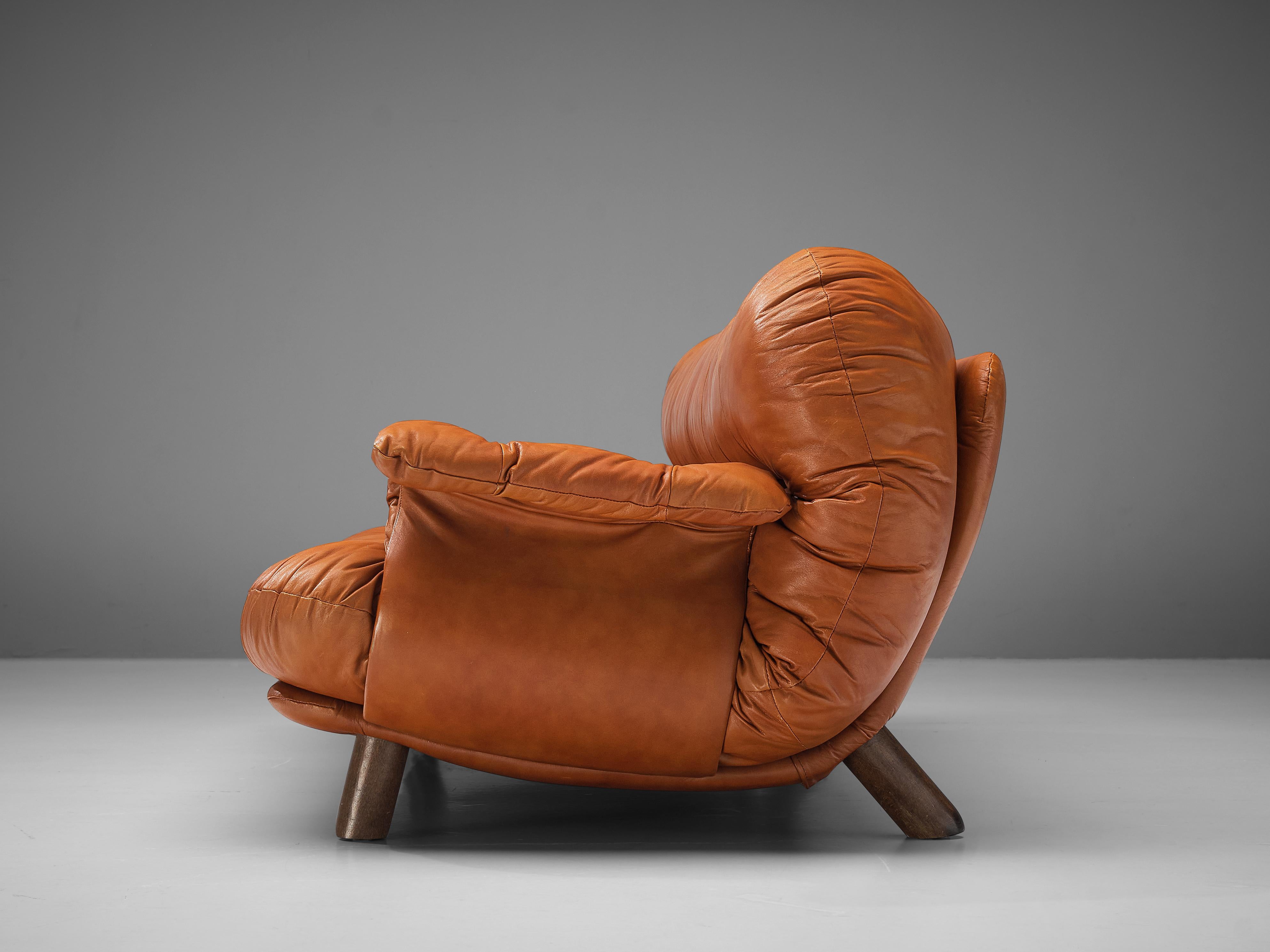 cognac tufted leather sofa