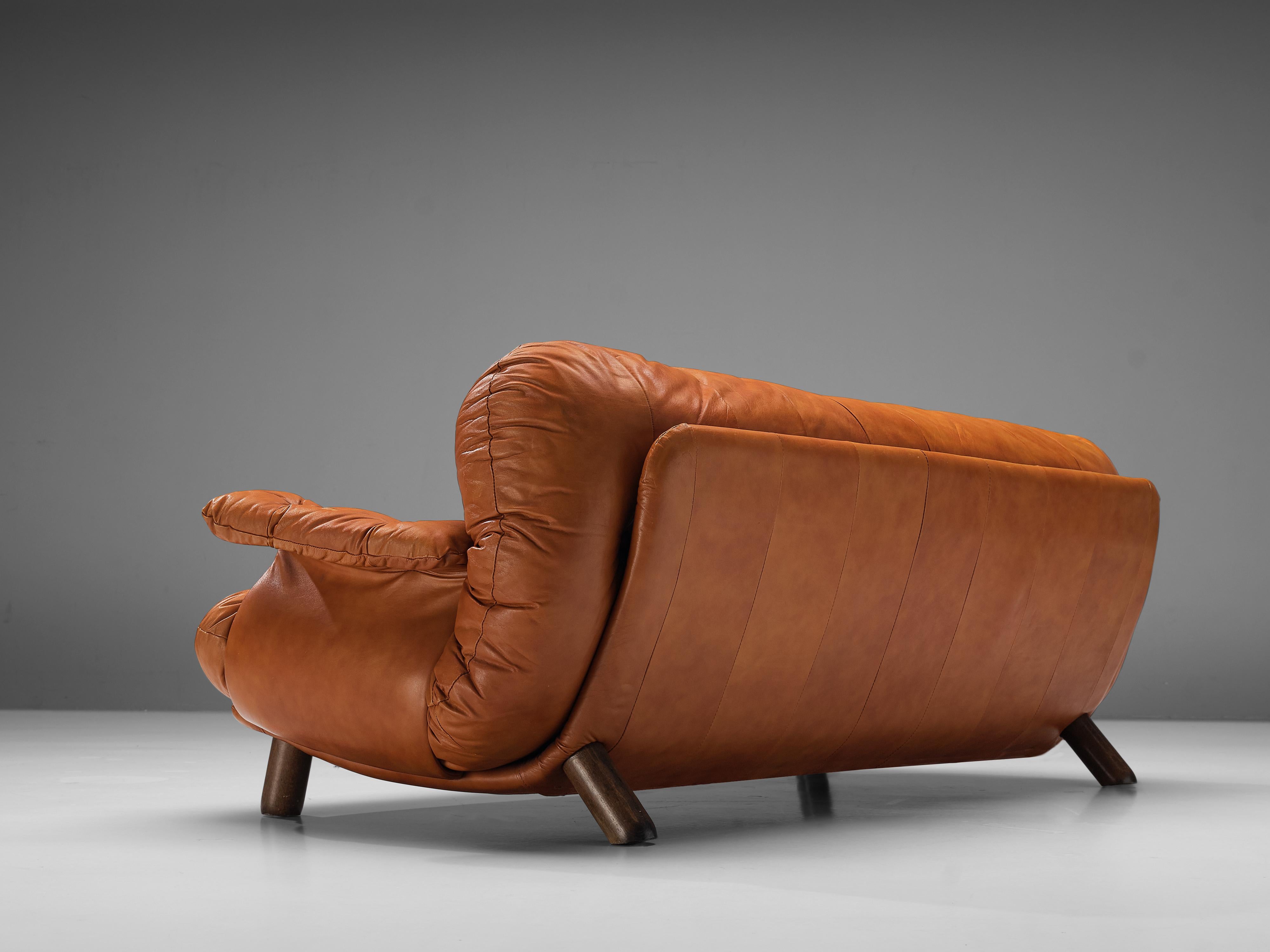 Late 20th Century E. Cobianchi Sofa in Tufted Cognac Leather