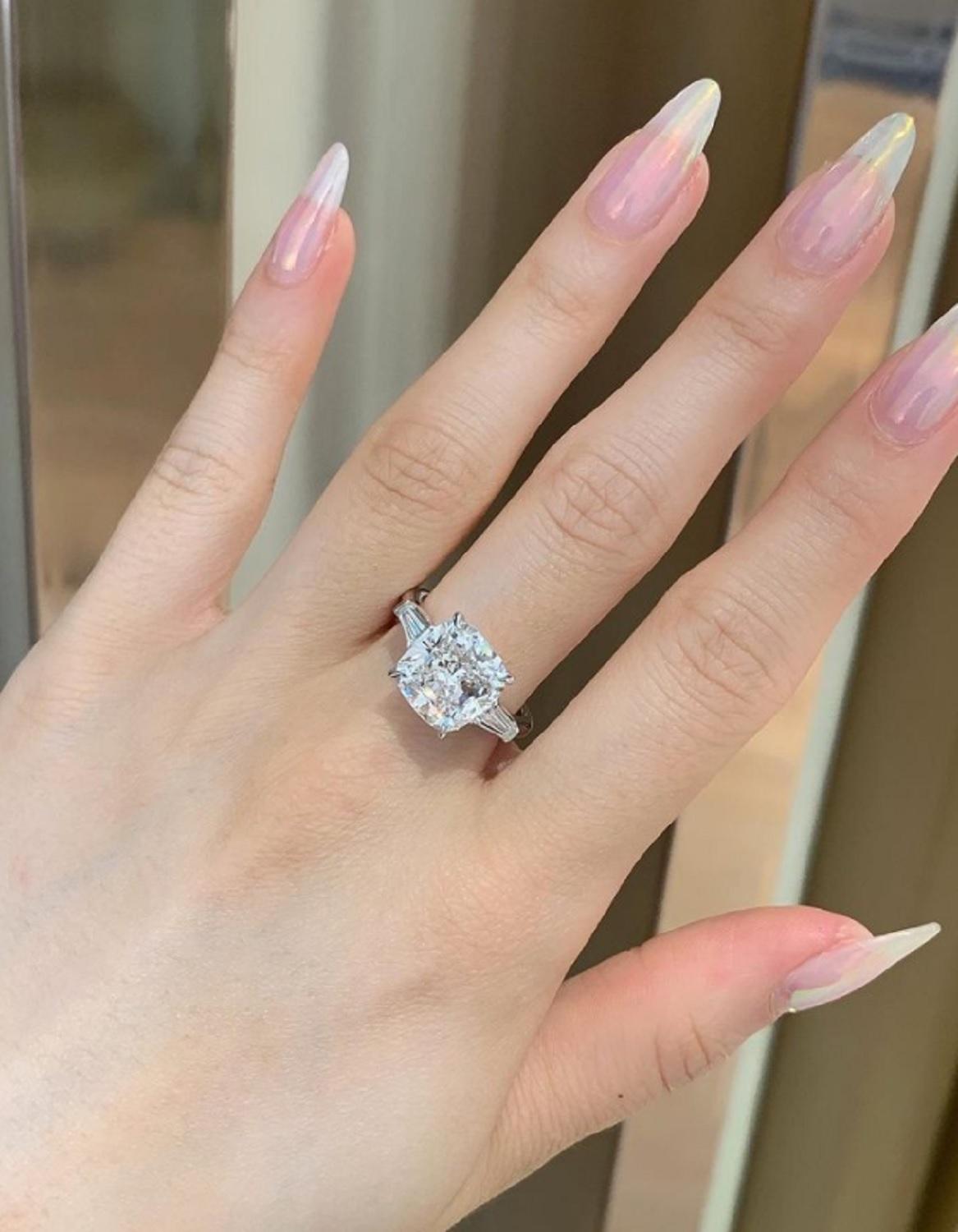 cushion cut ring with baguettes