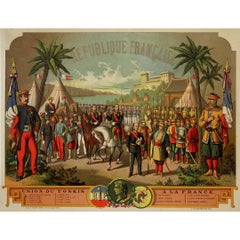 Circa 1900 original poster "Union du Tonkin à la France" designed by E. Conrad