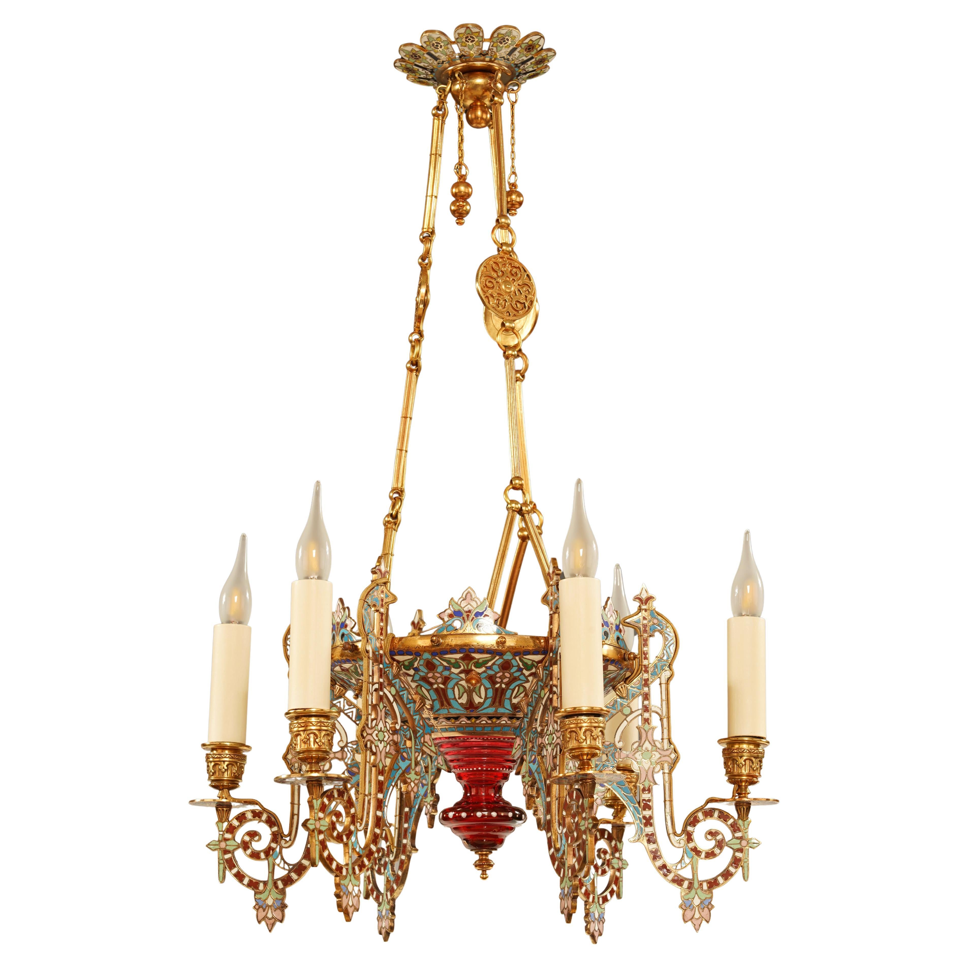 E. Cornu, Orientalist Chandelier, France, Circa 1870 For Sale