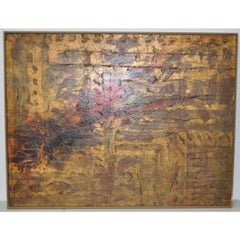 Large Mid-Century Abstract Oil Painting By E. Costello