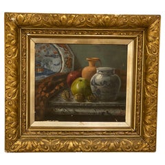 E. Cremer Still Life Painting of Fruit a Chinese Ginger Jar, Etc Antique C 1881