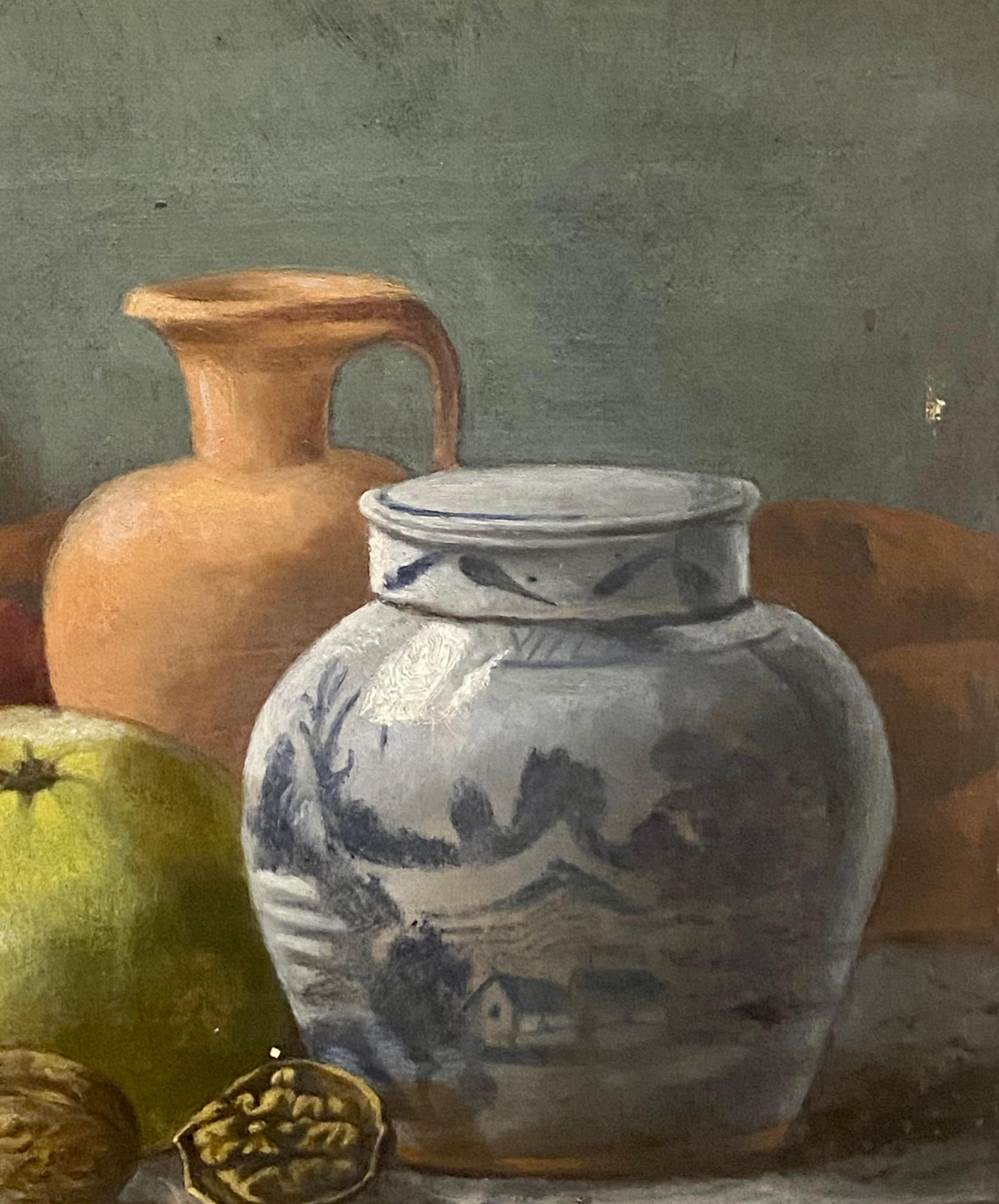 Late 19th Century E. Cremer Still Life Painting of Fruit a Chinese Ginger Jar, Etc Antique C 1881 For Sale