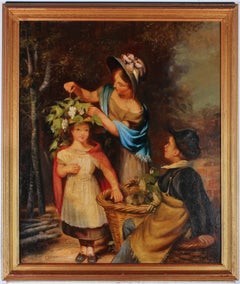 E. D. K - Fin du XIXe siècle, huile, décoration de chapeau