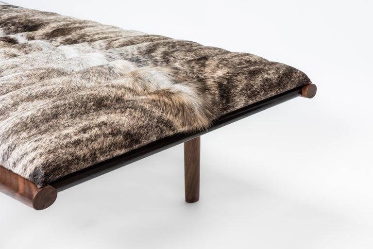 EÆ Daybed in Grey Brindle Hide, Walnut, Blackened Brass by Erickson ...