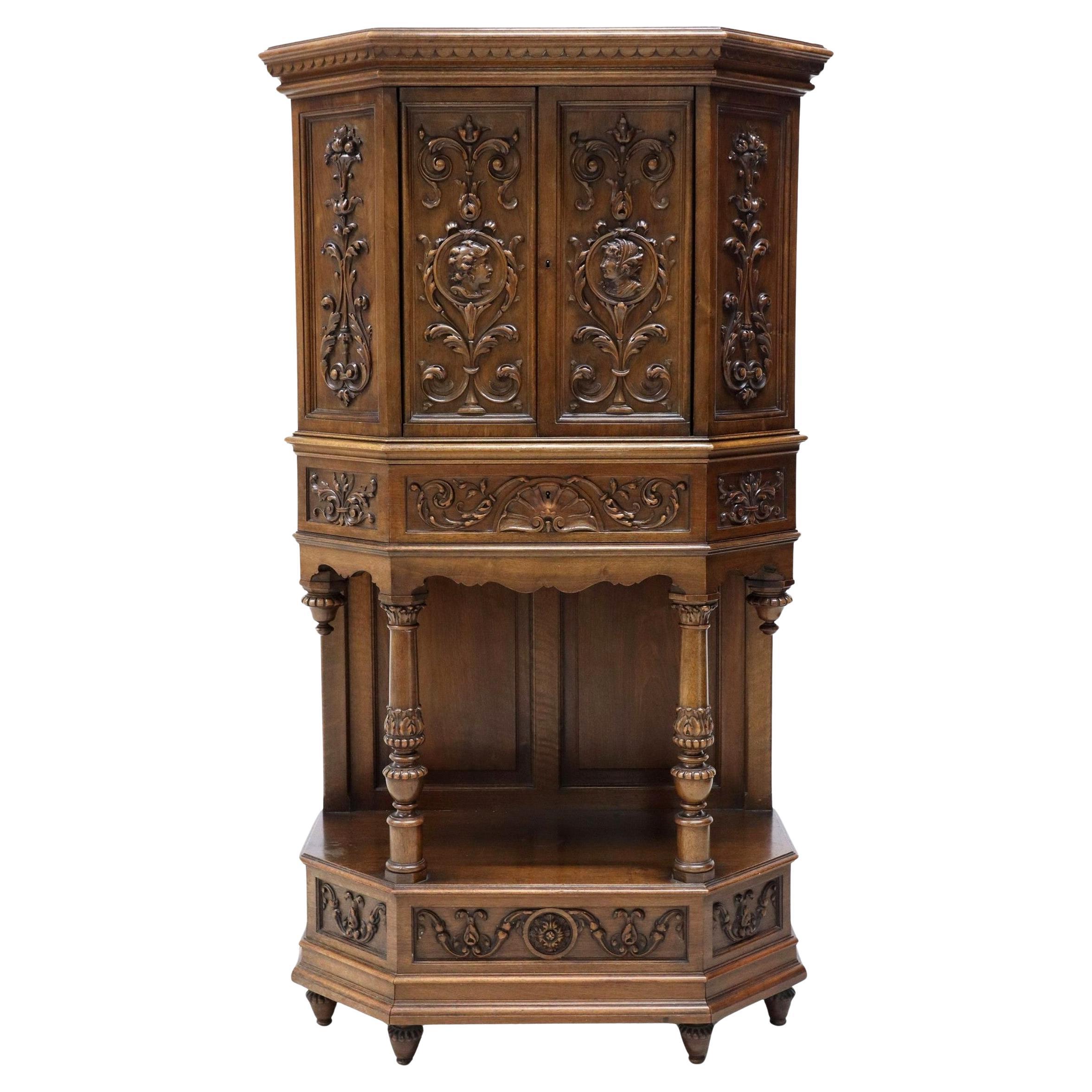 E. Dienst & Fils Paris French Renaissance Revival Antique Credence Cupboard im Angebot