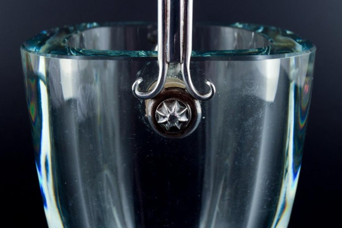 E. Dragsted. Ice bucket in art glass with a sterling silver handle. For Sale 1