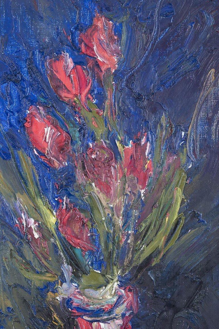 E. Ekholm, schwedischer Künstler. Öl auf Leinwand. Stilleben mit Blumen in einer Vase. (Schwedisch) im Angebot
