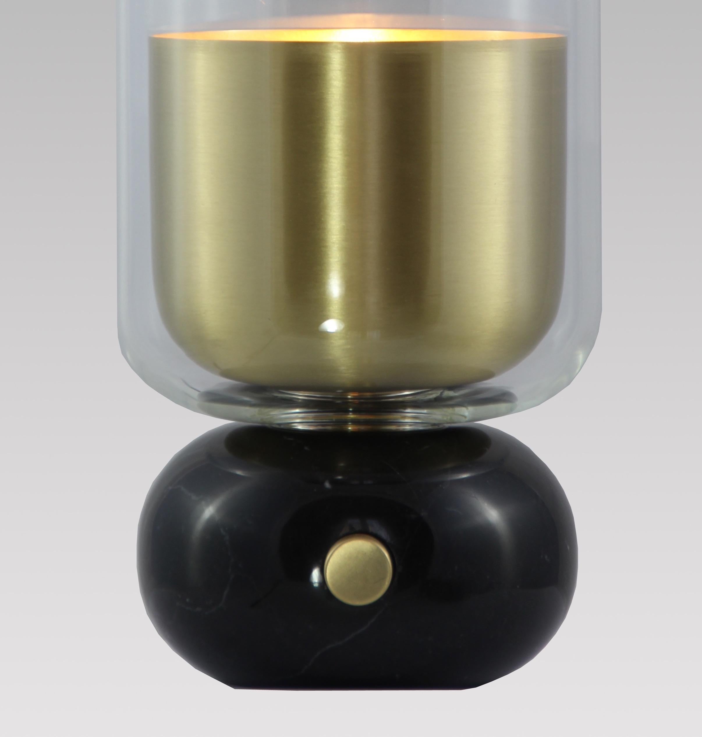 Minimalist E. Elizarova for Matlight Italian Black Marble Glass and Brass Flute Table Lamp