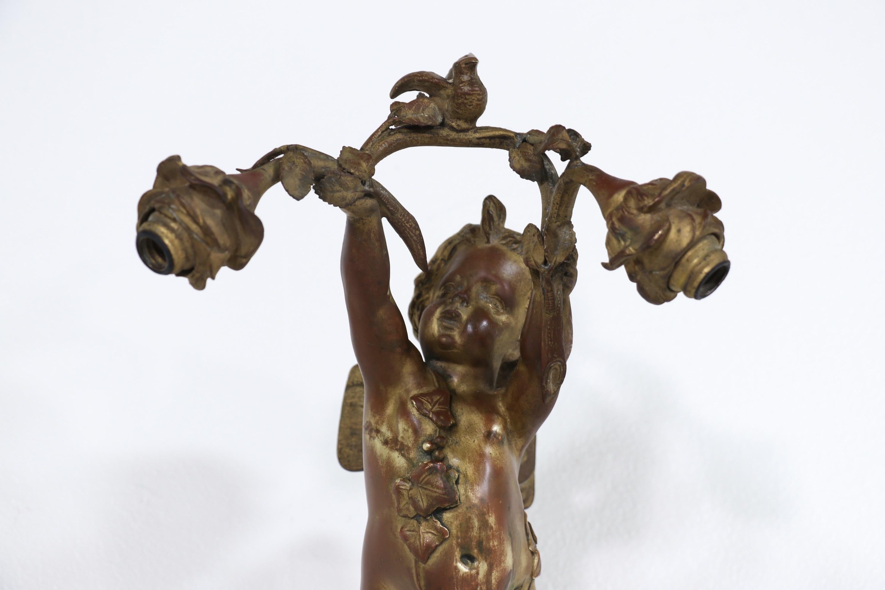 E. F. Caldwell Bronze-Doré Putti Sconces 1