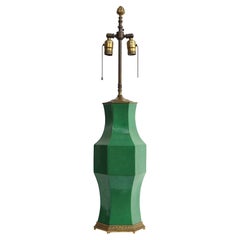 E. F. Caldwell Chinese Green Crackle Porcelain & Ormolu Mounted Lamp