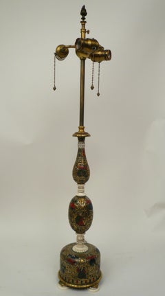 E. F. Caldwell Gilt and Silvered Bronze Polychrome Table Lamp
