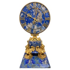 E. F. Caldwell Lapis Lazuli and Gilt Bronze Clock
