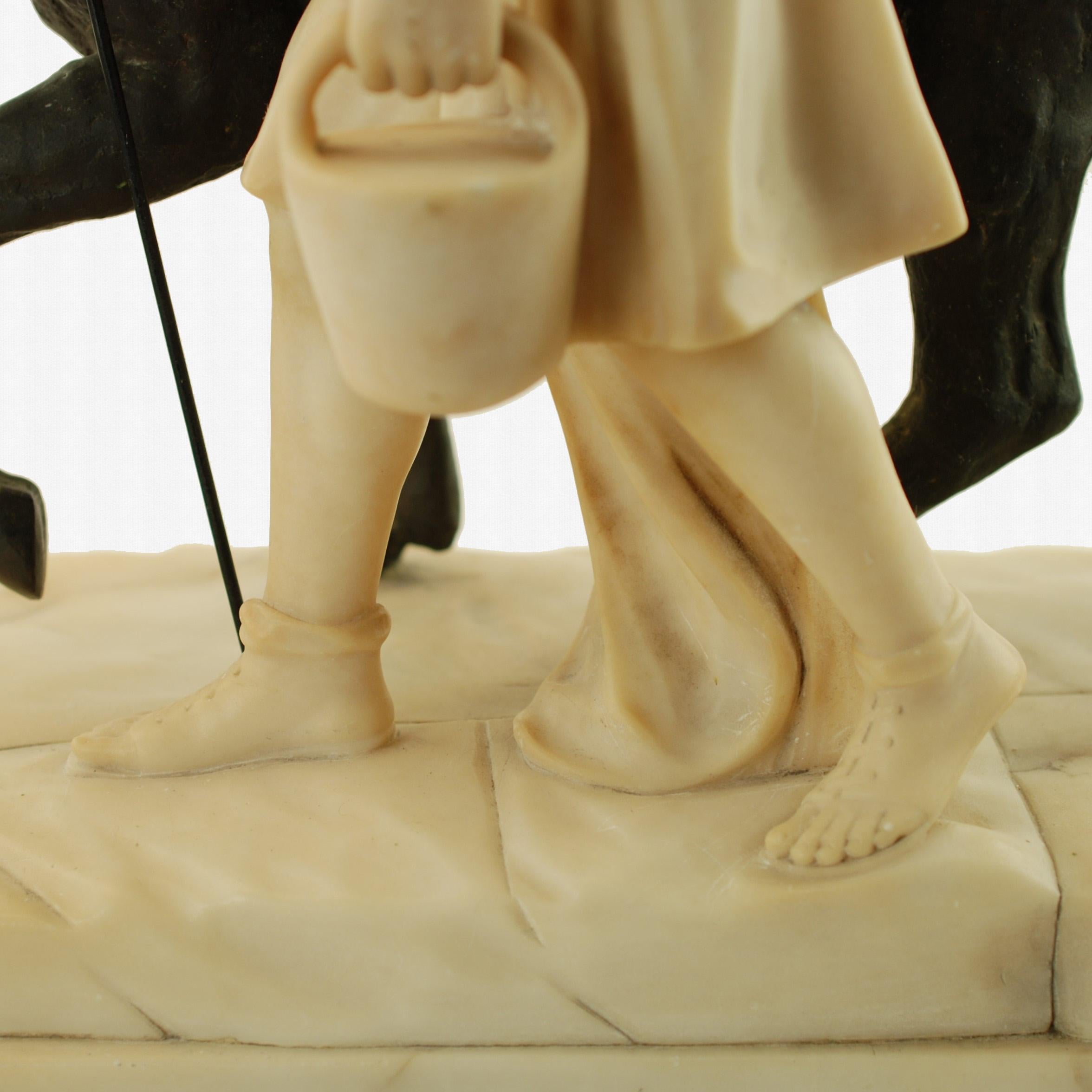 Sculpture de la famille Sainte Fidèle en albâtre, bronze et marbre - E. Fiaschi en vente 2