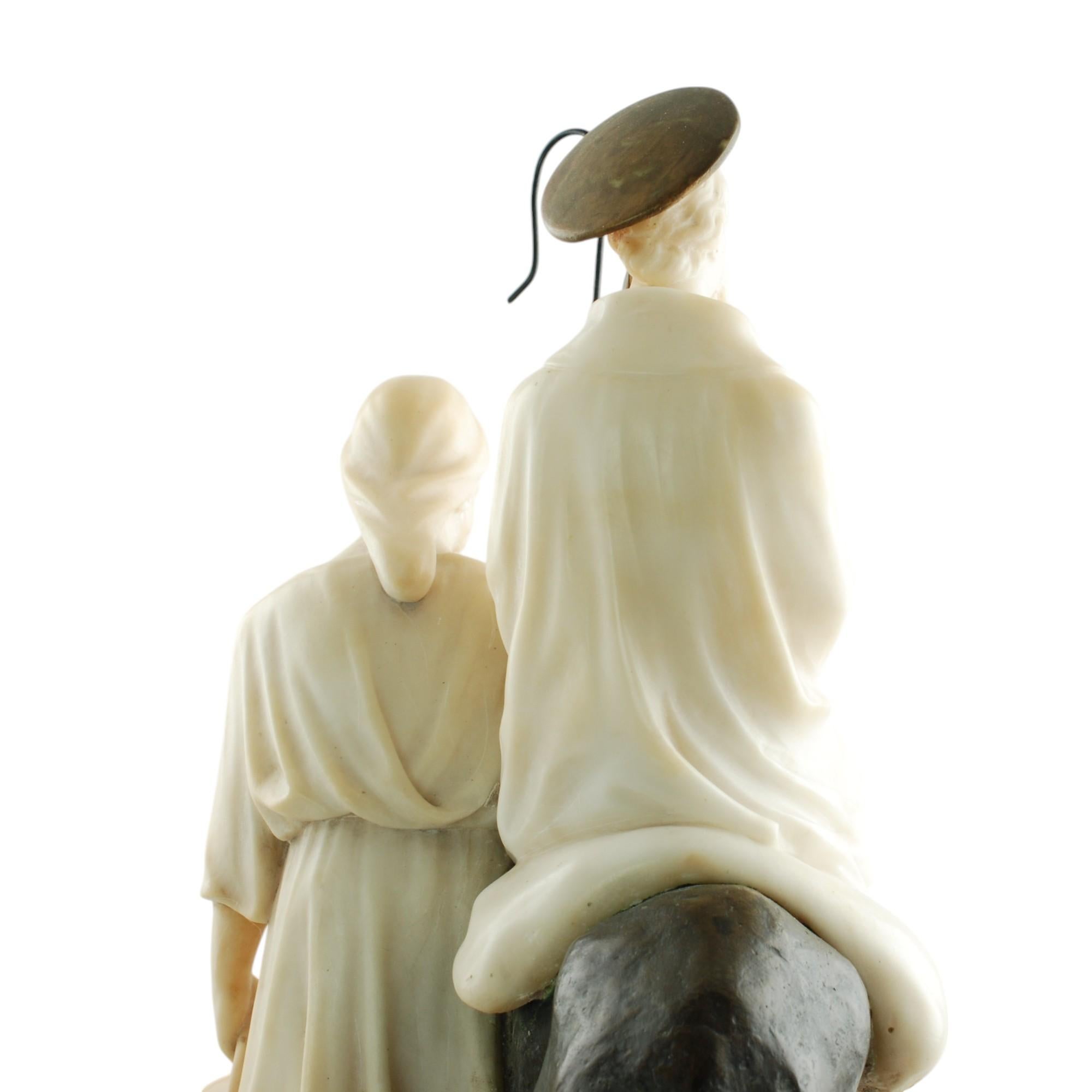 Alabaster-, Bronze- und Marmor-Skulptur der Heiligen Familie Fiaschi in Ägypten im Angebot 6