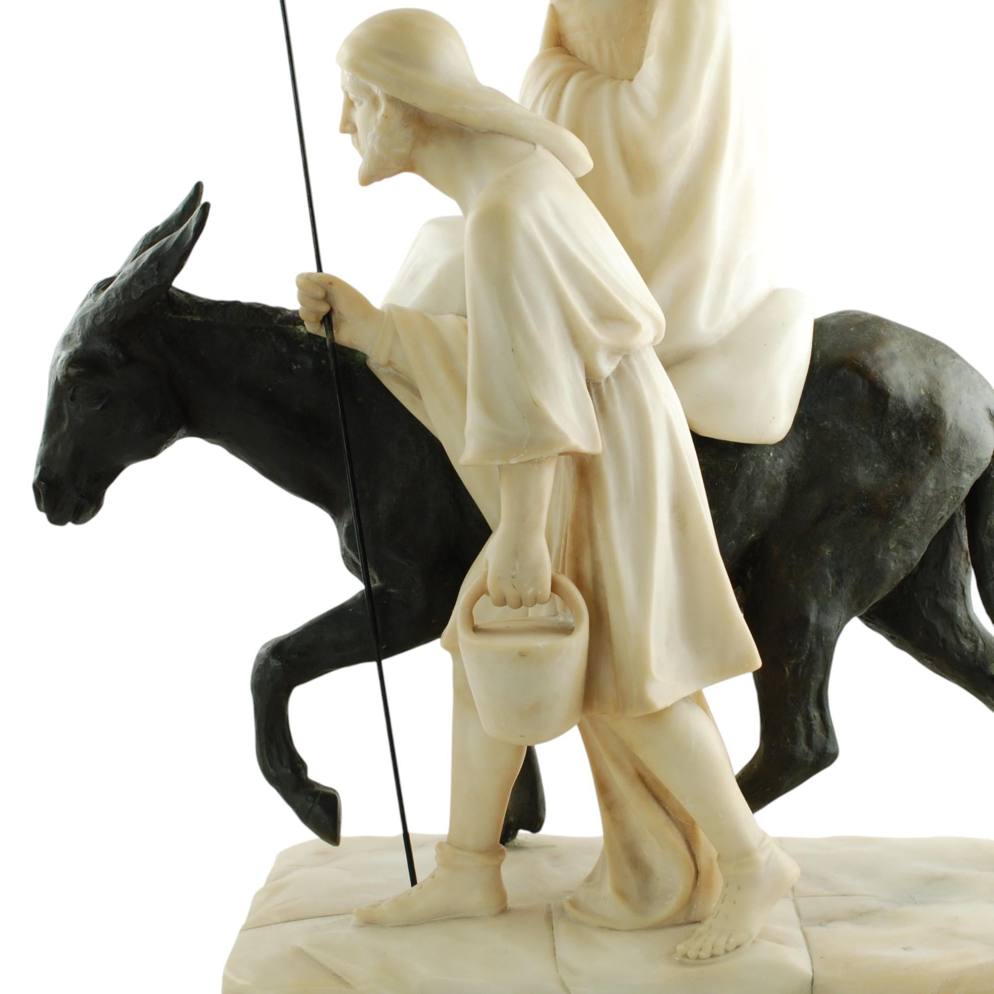 Alabaster-, Bronze- und Marmor-Skulptur der Heiligen Familie Fiaschi in Ägypten (19. Jahrhundert) im Angebot