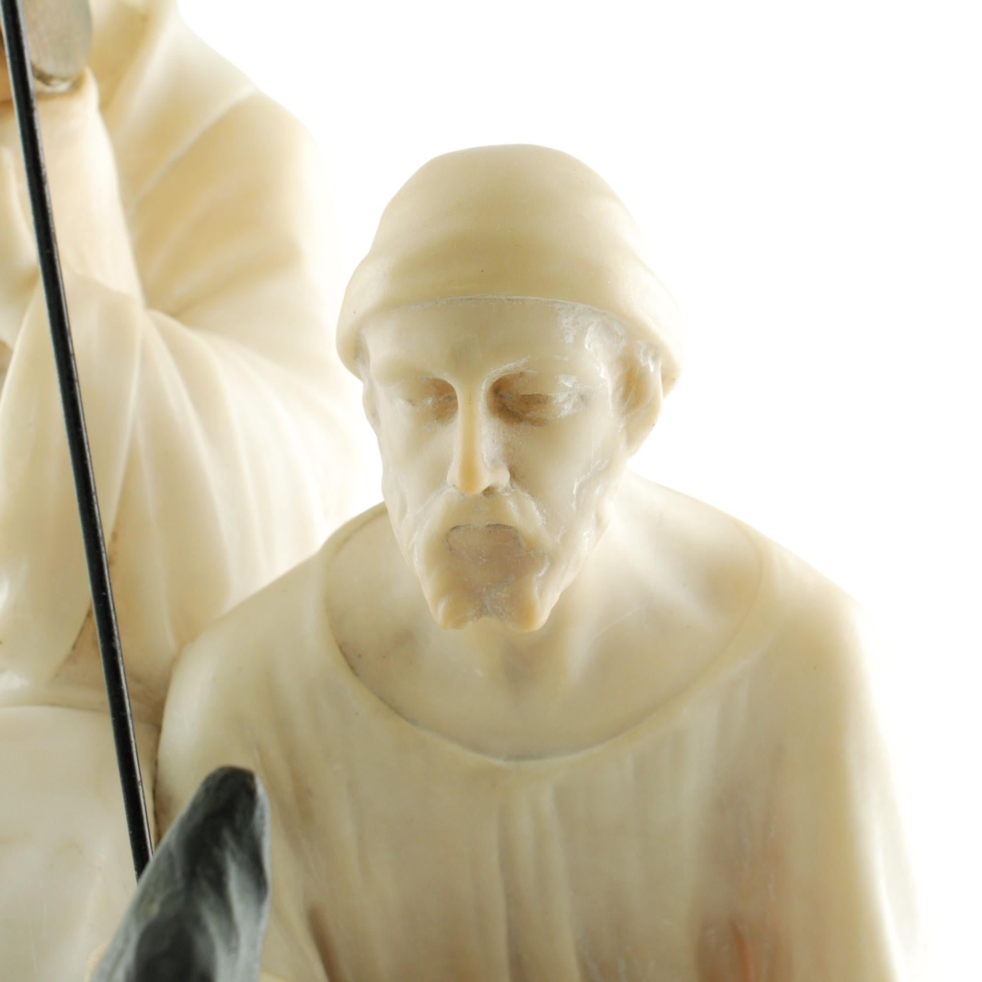 Alabaster-, Bronze- und Marmor-Skulptur der Heiligen Familie Fiaschi in Ägypten im Angebot 3