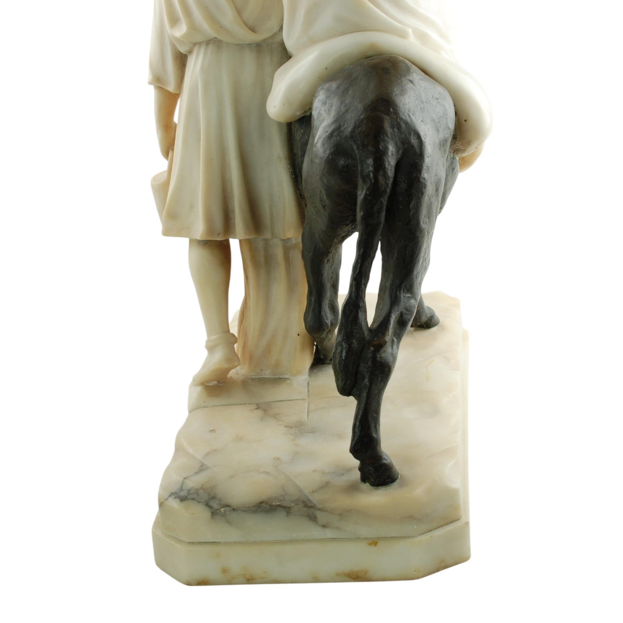 Alabaster-, Bronze- und Marmor-Skulptur der Heiligen Familie Fiaschi in Ägypten im Angebot 7
