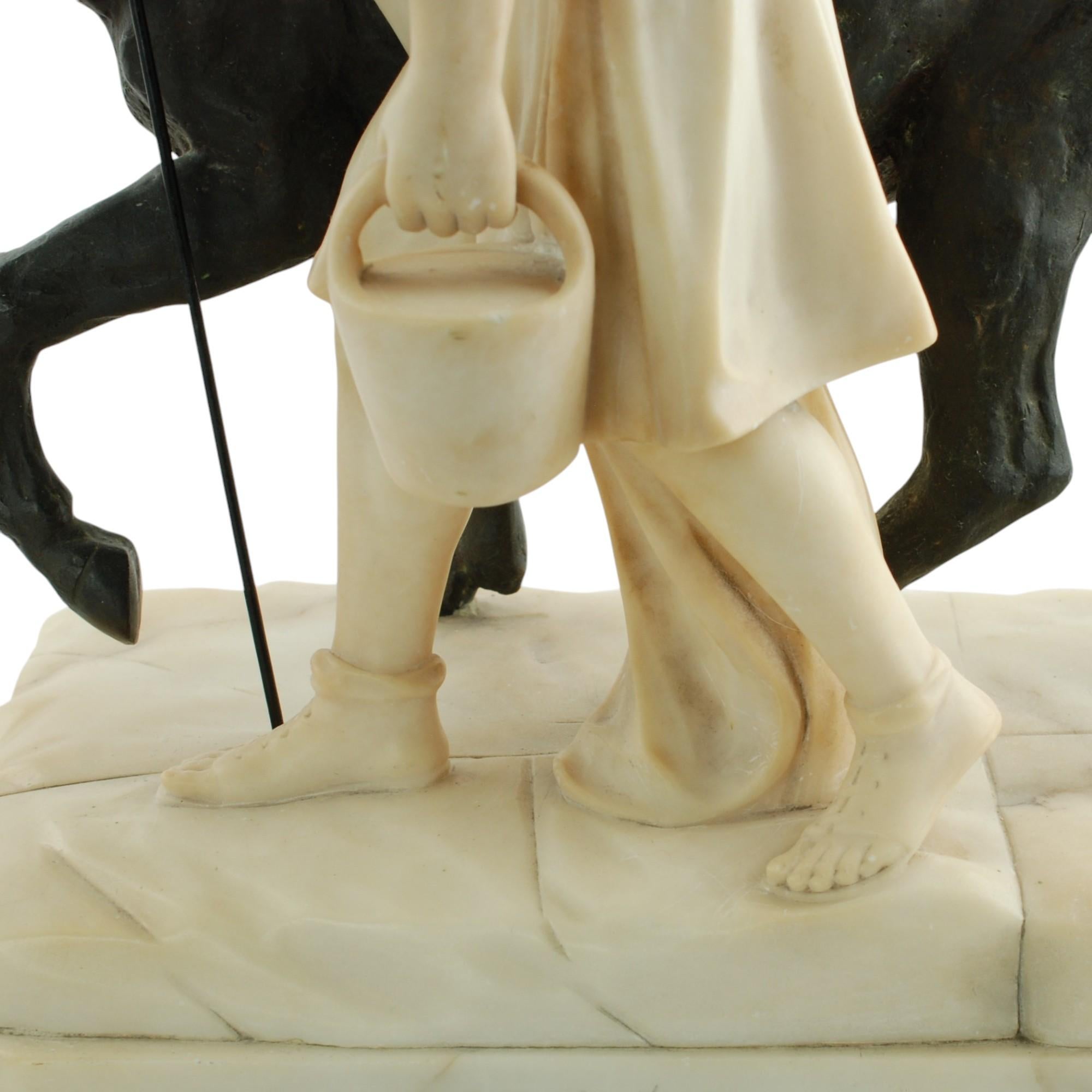 Alabaster-, Bronze- und Marmor-Skulptur der Heiligen Familie Fiaschi in Ägypten im Angebot 2