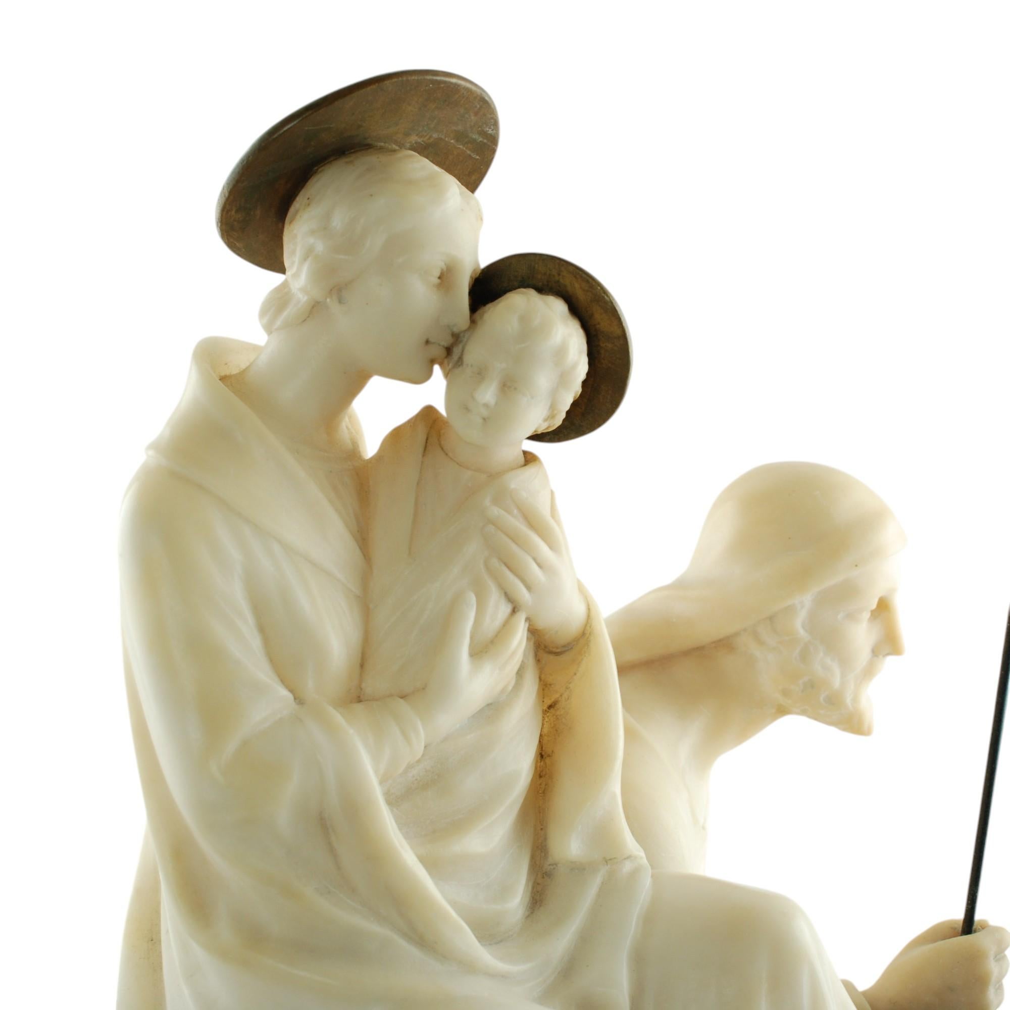 Alabaster-, Bronze- und Marmor-Skulptur der Heiligen Familie Fiaschi in Ägypten (Italienisch) im Angebot