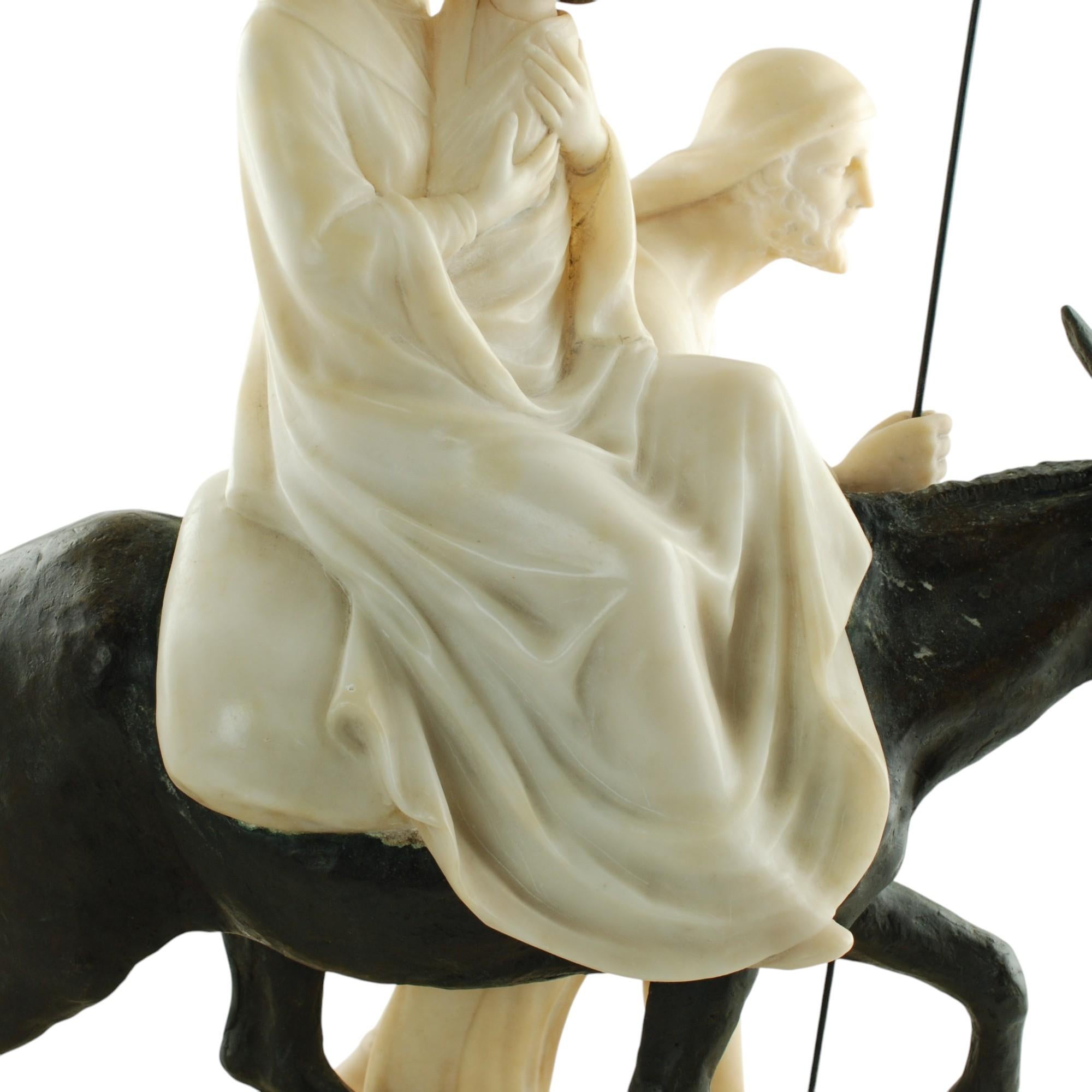 Alabaster-, Bronze- und Marmor-Skulptur der Heiligen Familie Fiaschi in Ägypten im Zustand „Gut“ im Angebot in Cincinnati, OH