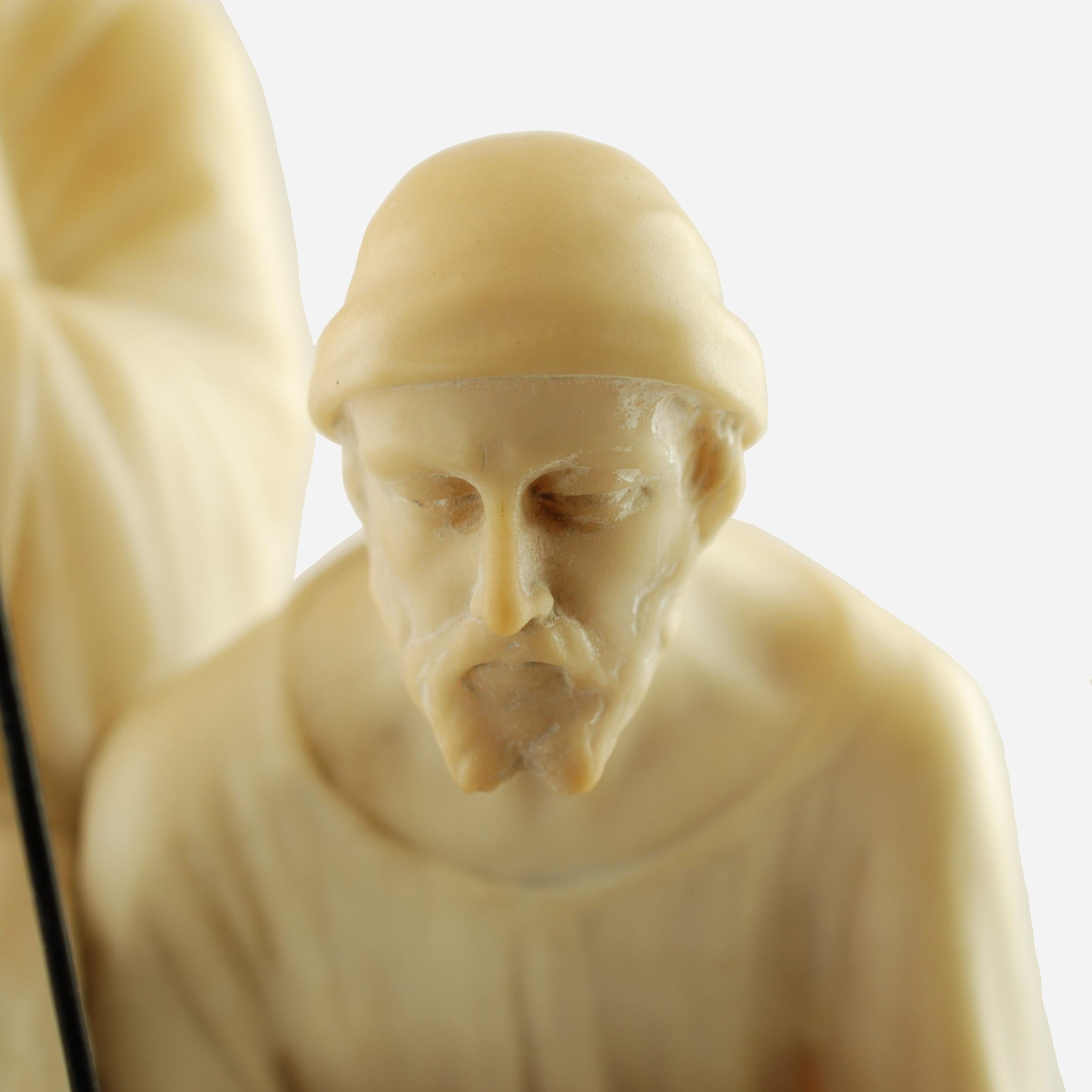 Marbre Sculpture de la famille Sainte Fidèle en albâtre, bronze et marbre - E. Fiaschi en vente