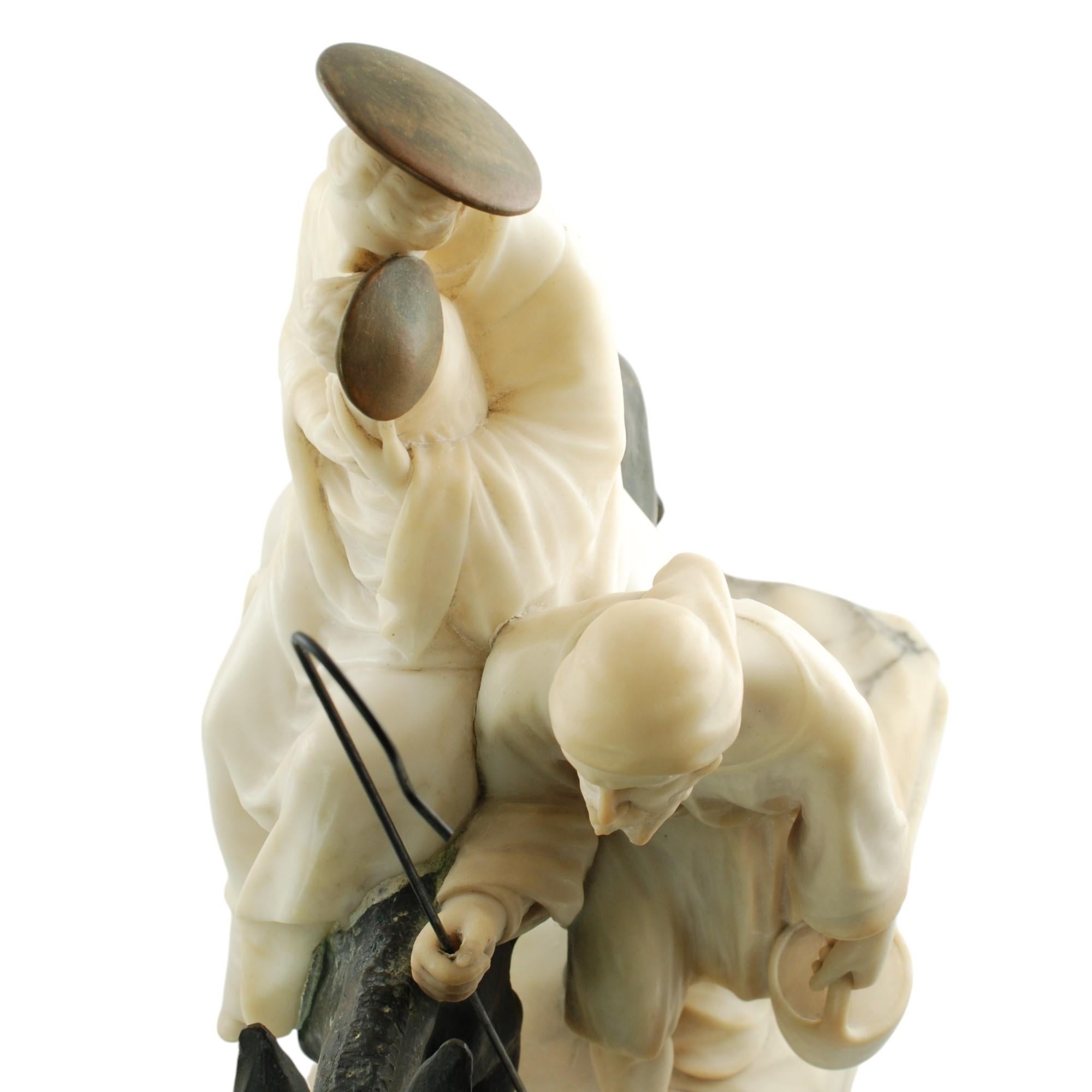Alabaster-, Bronze- und Marmor-Skulptur der Heiligen Familie Fiaschi in Ägypten im Angebot 8