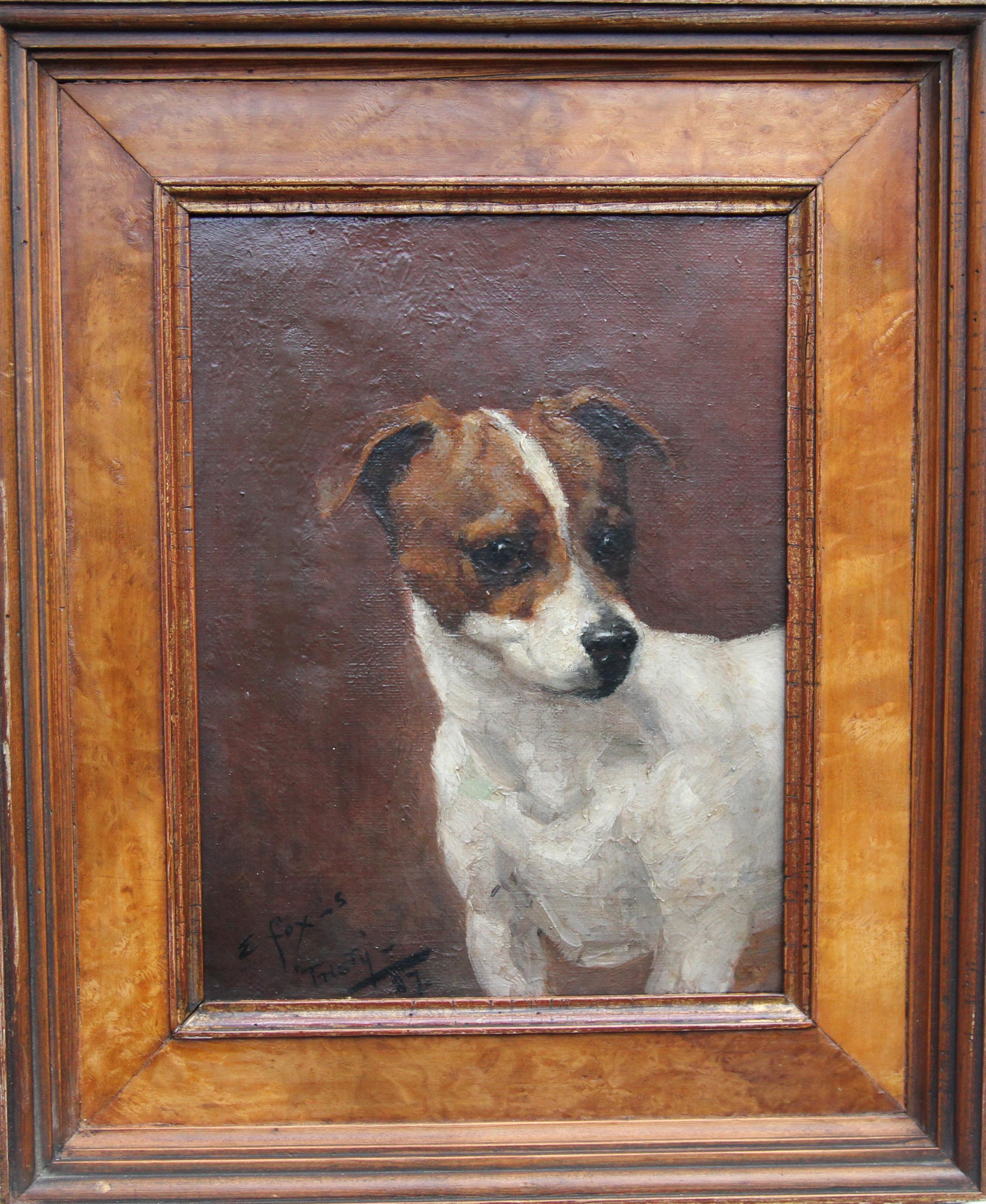 E Fox Animal Painting - Tristy 1887 - Victorian Jack Russell dog portrait oil painting English school