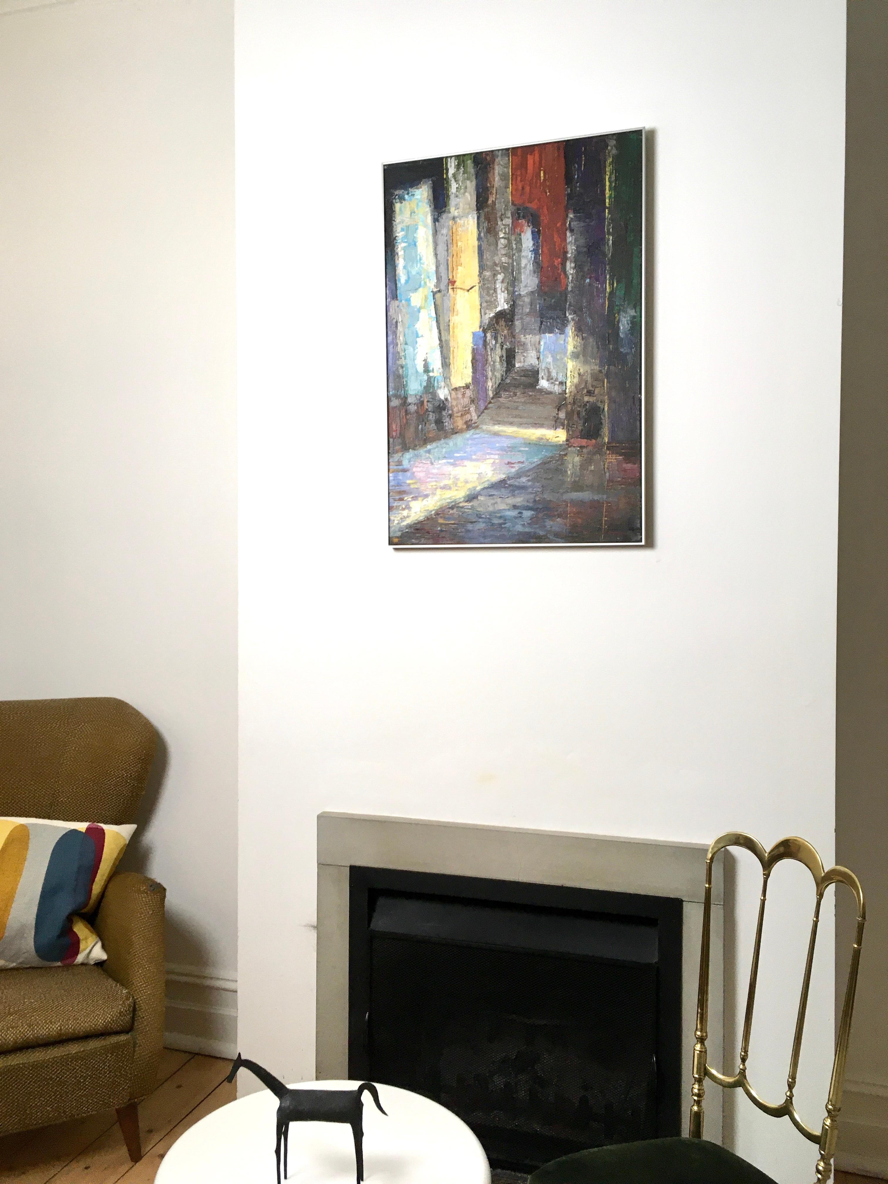 A wonderful modernist impasto oil painting by E. Francisco, dating from the mid-1970s, featuring excellent colour and texture. In great condition and one of those paintings that will grow on you, as it has done on us. 

We love it for the rough